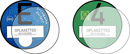 Zelfklevende folies voor de blauwe E-Plakette en de Duitse milieusticker