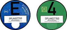 Blauwe E-Milieusticker en groene milieusticker